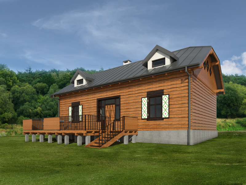 Projekt przebudowy drewnianego domu w Łajscach.